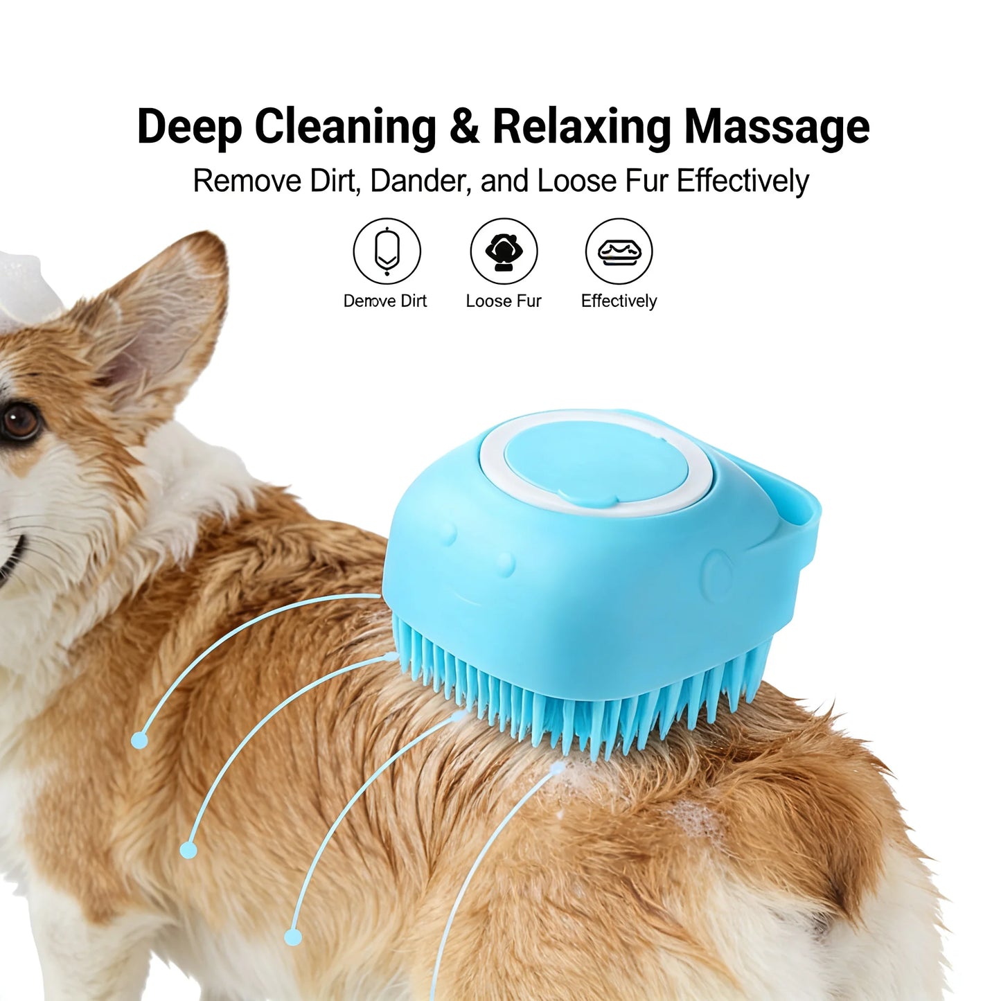 2-in-1 Pet Bath & Massage Brush – Silicone Shampoo Dispenser for Dogs & Cats