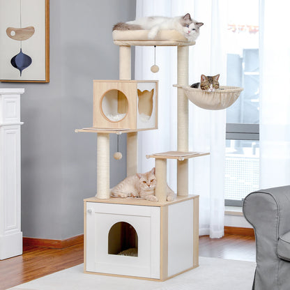 Multi-Level Cat Tree with Condo, Hammock & Scratching Posts