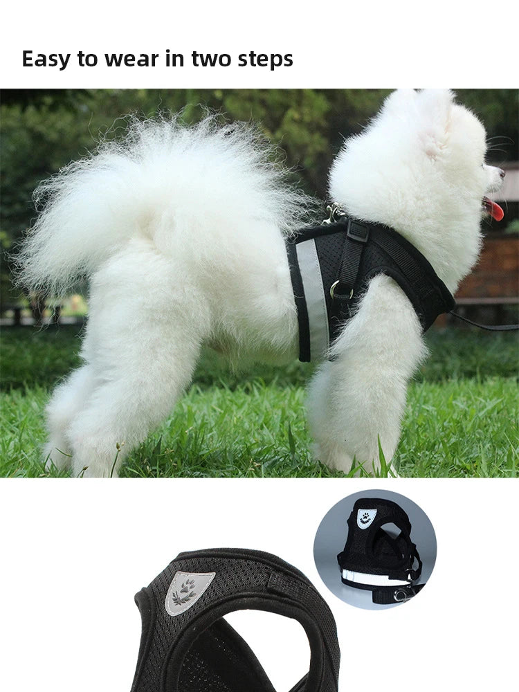 Reflective Dog Harness & Leash Set – Breathable Adjustable Vest for Easy Control