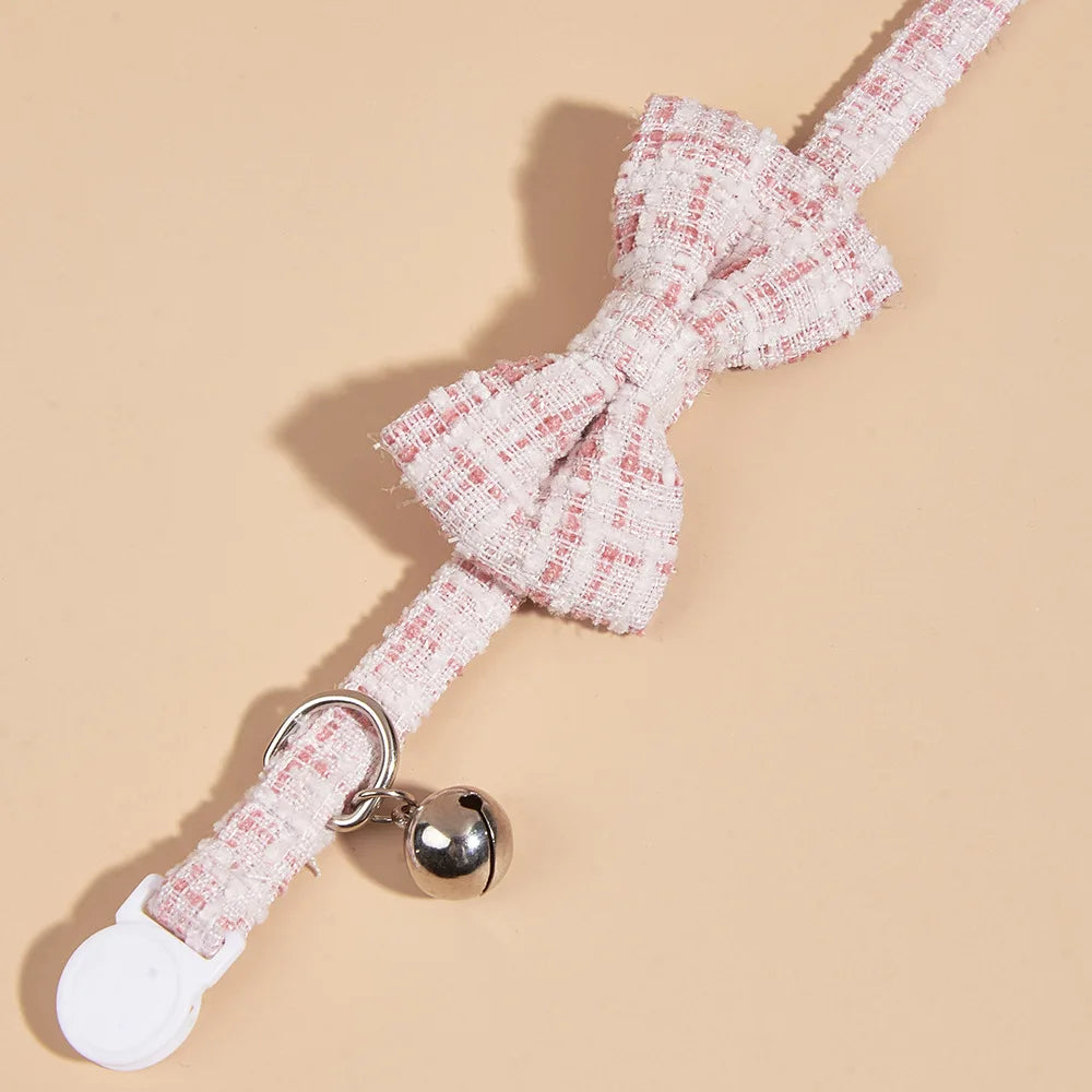 Adjustable Bow Tie Pet Collar with Bell for Cats & Small Dogs