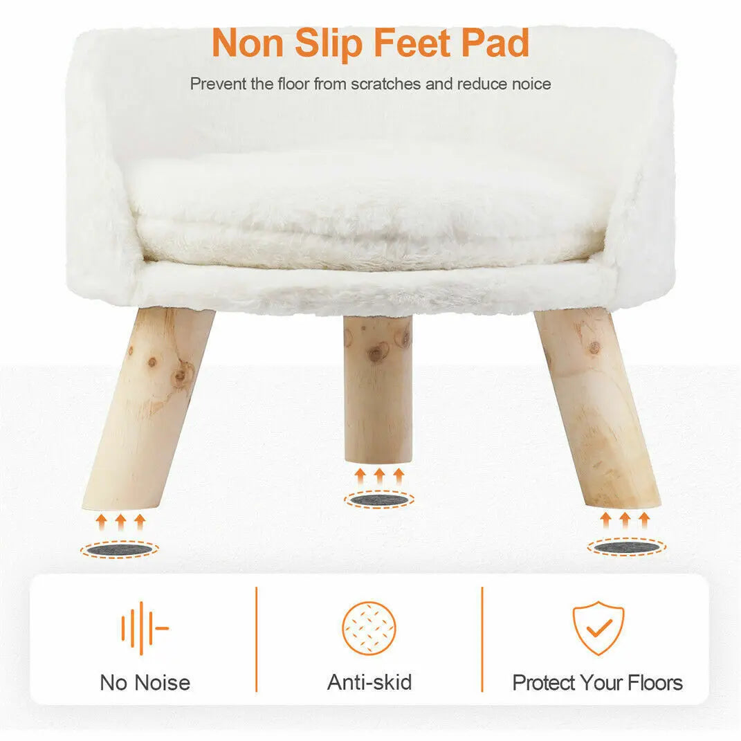 Sofá cama de lujo de peluche para gatos con cojín lavable y patas de madera