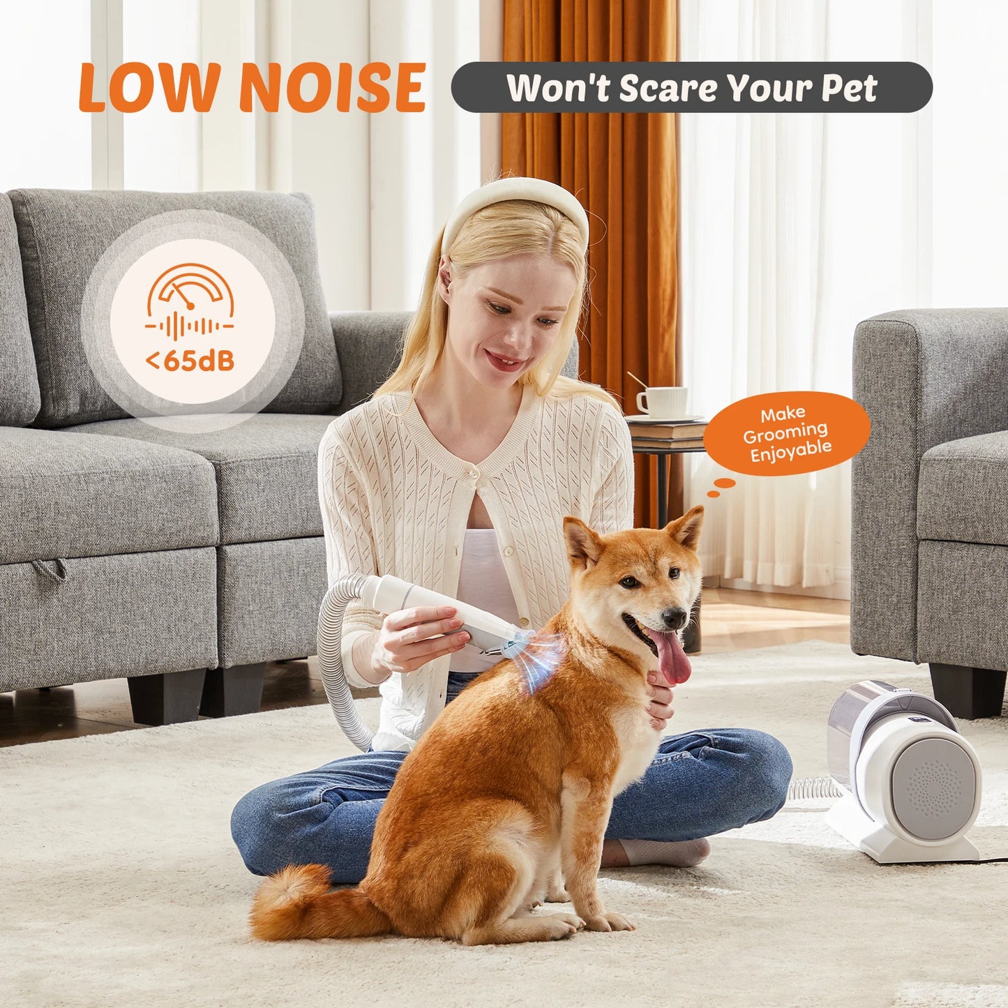JHK 2.5L Pet Grooming Vacuum Kit – Cordless Clippers with 3 Suction Modes & 5 Tools for Dogs & Cats