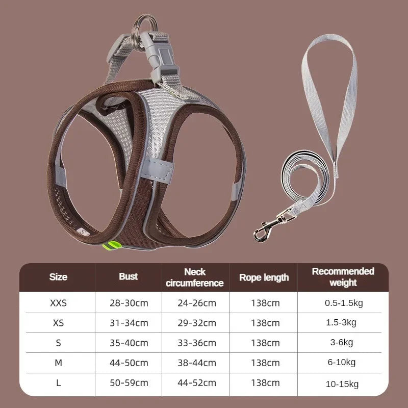 Breathable Pet Harness & Leash Set – Adjustable Safety Vest for Dogs & Cats