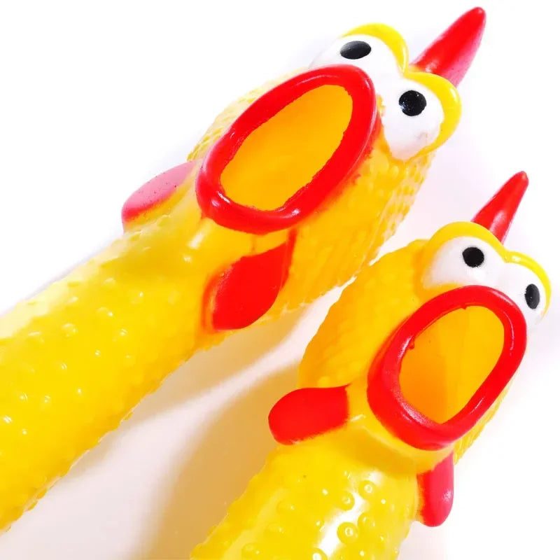 Screaming Chicken Dog Chew Toy – Squeaky Rubber Interactive Toy for Aggressive Chewers