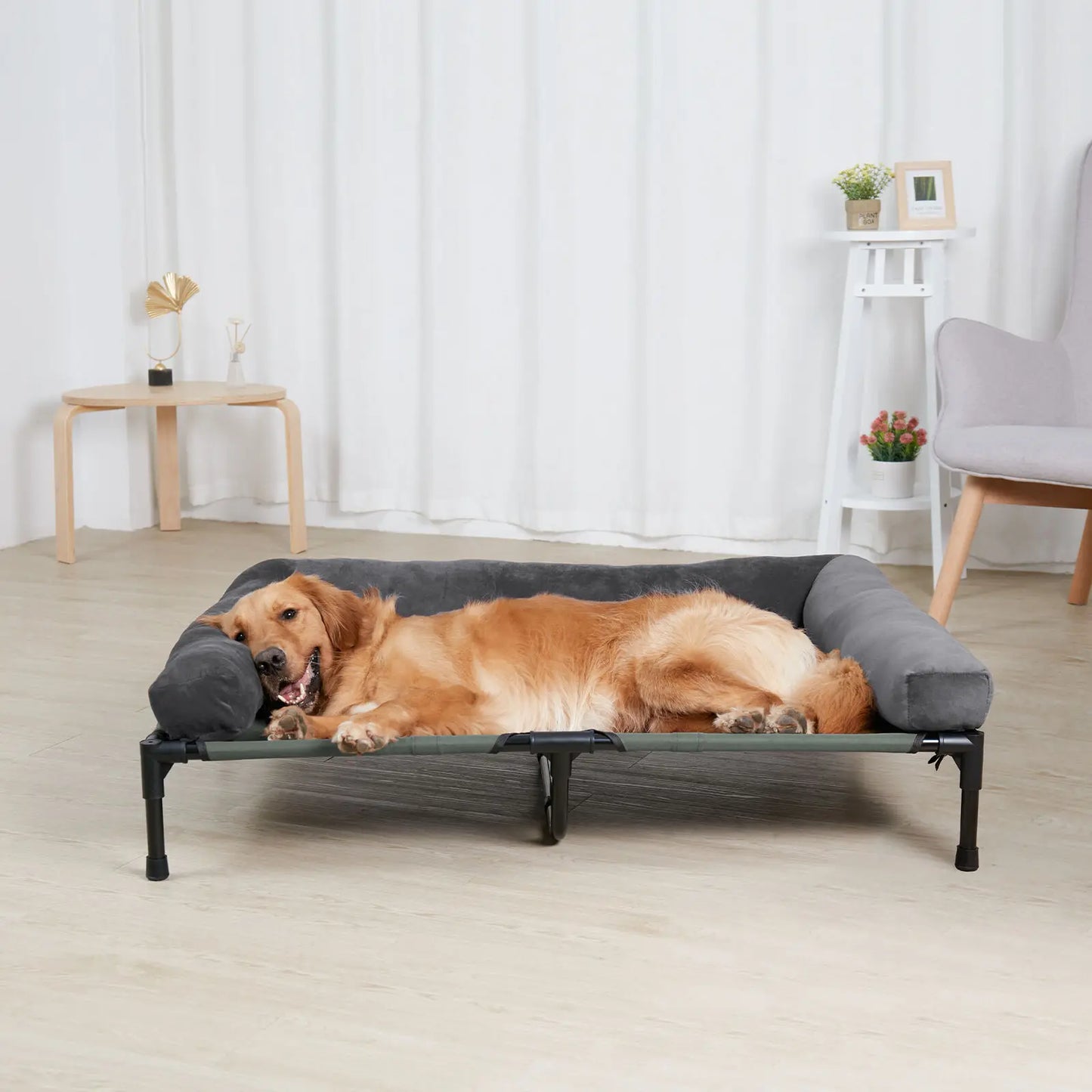 Elevated Dog Bed with Cooling Mesh & Plush Bolster Cushion