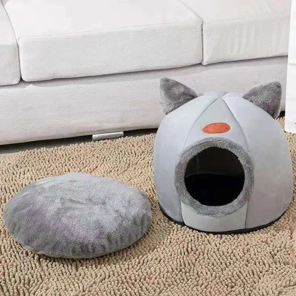 Cat Ear Pet Bed – Soft, Warm & Washable Bed for Small to Large Cats