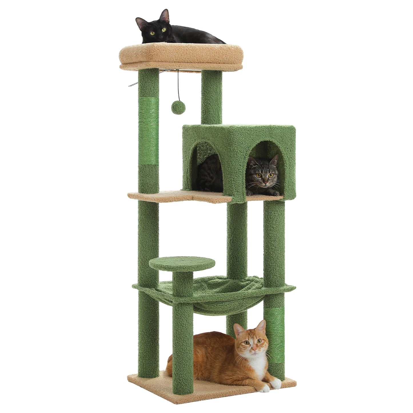 5-Level Cat Tree Tower – Plush Condo, Hammock & Sisal Scratching Posts