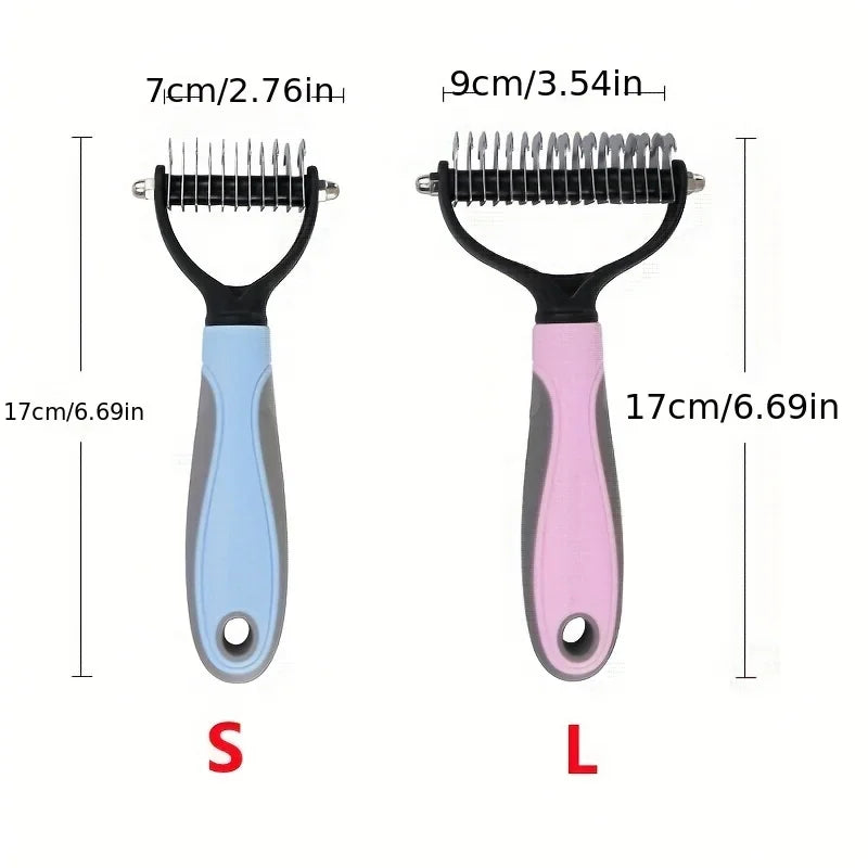 Cat Hair Removal Comb – Double-Sided Stainless Steel Grooming Brush for Cats & Dogs