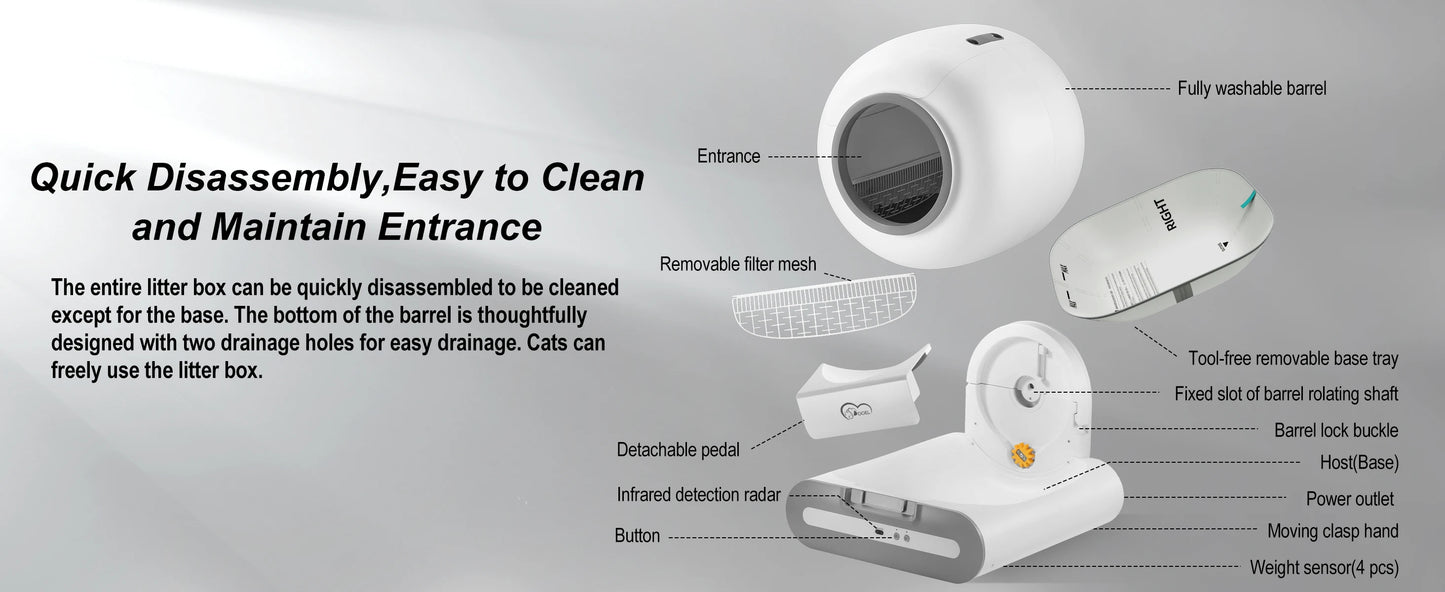 Smart Self-Cleaning Cat Litter Box with App Control & 65L Capacity