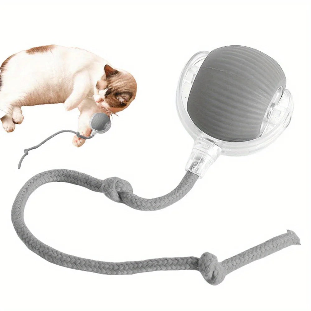 Rechargeable Smart Cat Ball – Interactive Electric Rolling Toy with Faux Tail for Cats & Dogs