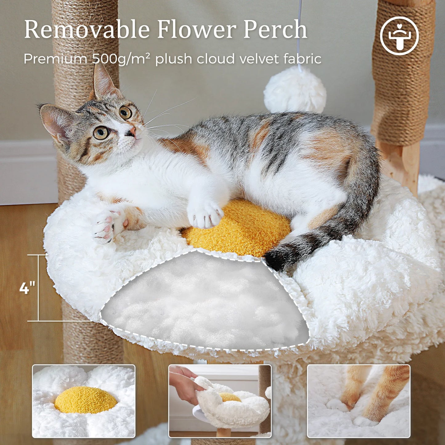 Modern Solid Wood Cat Tree – Spacious Tower with Condo, Perches & Interactive Toys