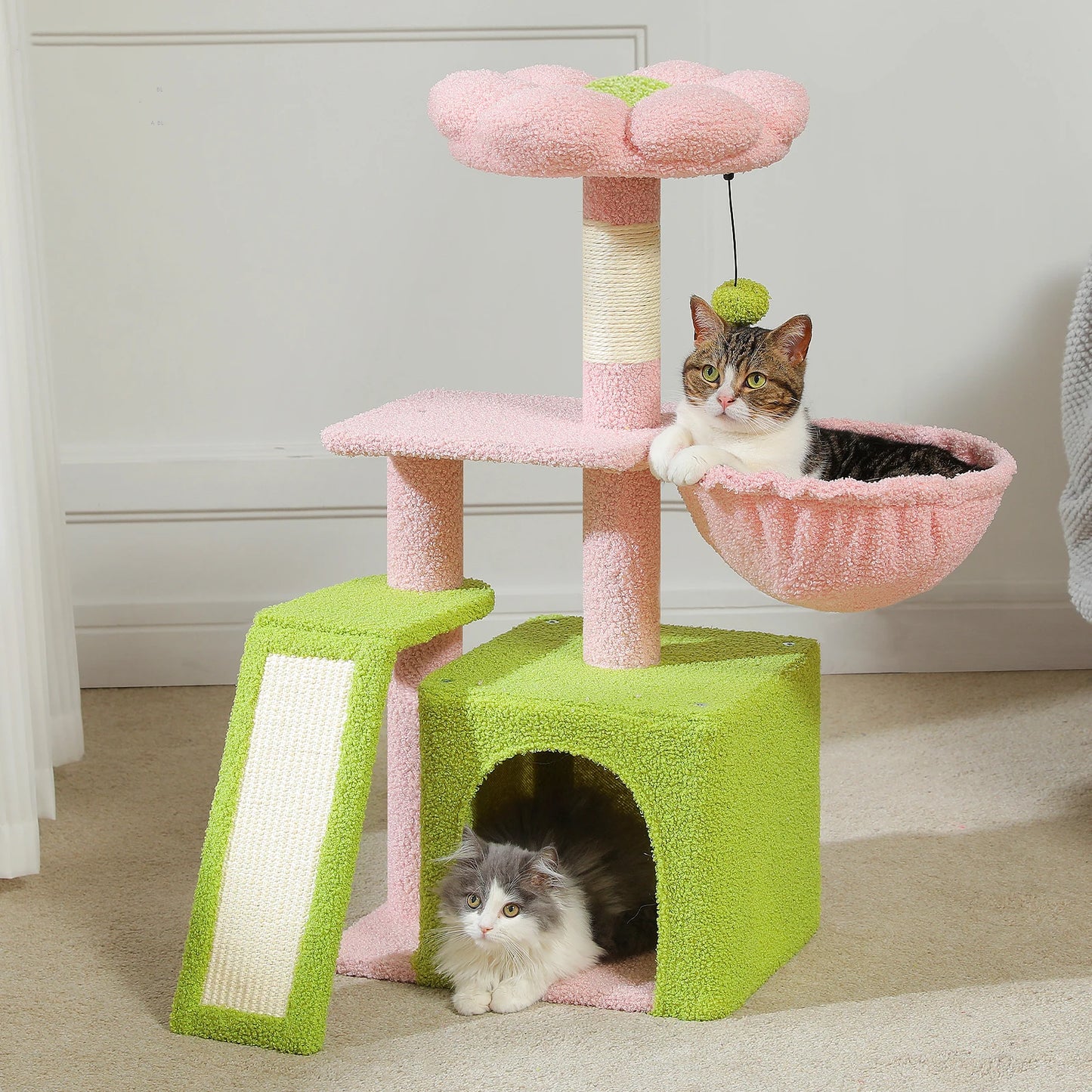 Cat Tree Tower – Cozy Condo, Wide Perch & Sisal Scratching Posts with Plush & Toy