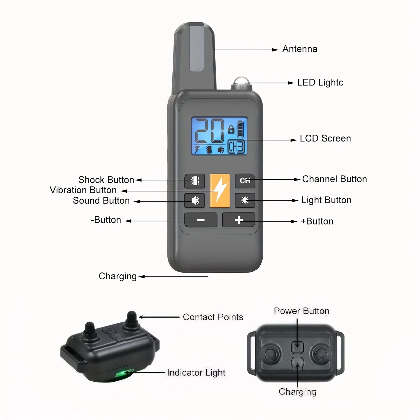 Rechargeable Dog Training Collar – Waterproof Anti-Bark Trainer with Vibration & Clicker