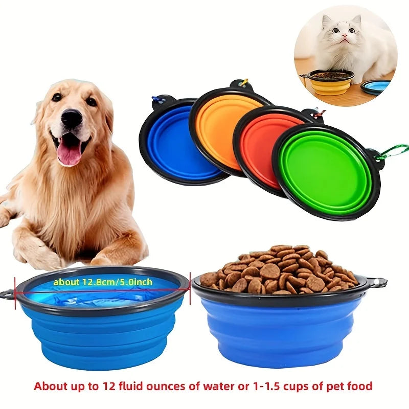 Portable Pet Food Bowl – Collapsible TPR Silicone Travel Bowl for Dogs & Cats