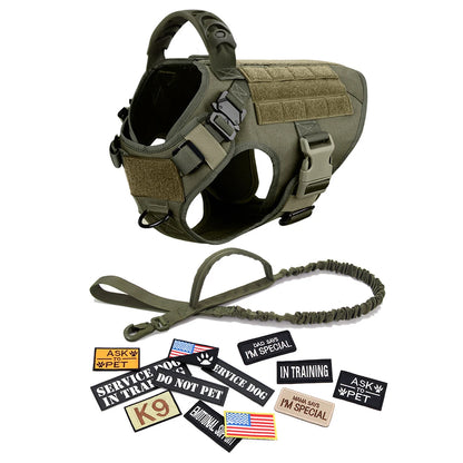 Tactical Dog Harness Set – Military Vest, Collar, Leash & Pouches