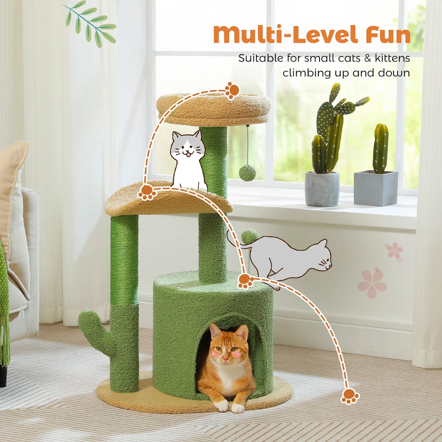 Cactus Cat Tree with Condo & Scratching Post