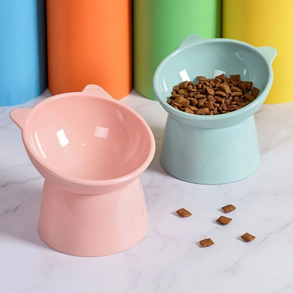 Elevated Cat Bowl Set – Raised Anti-Slip Feeder with Cat-Ear Design for Indoor Cats