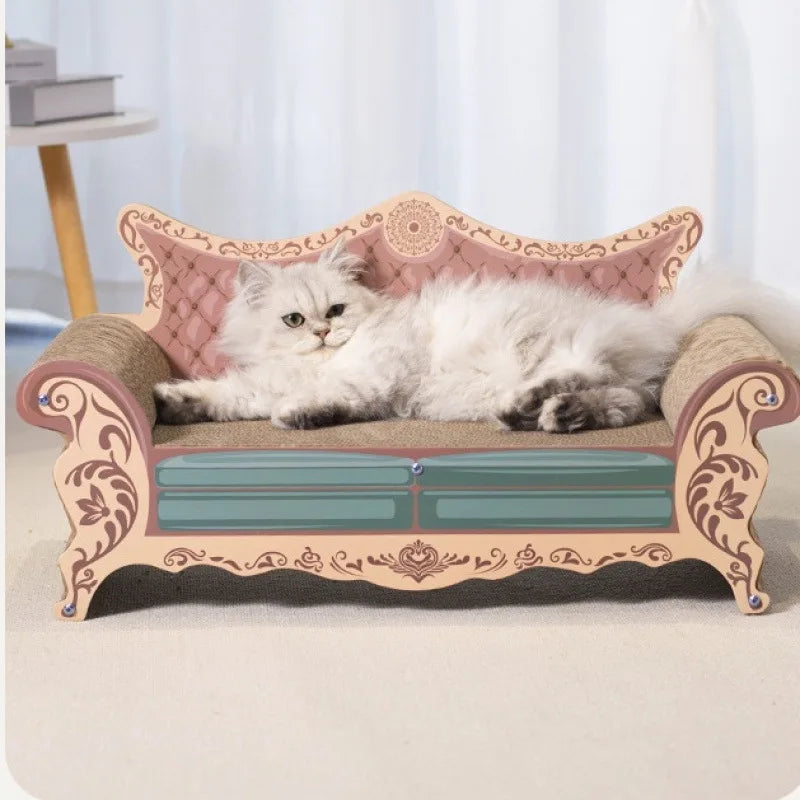 L-Shaped Cat Scratcher Bed with Built-In Lounge Nest