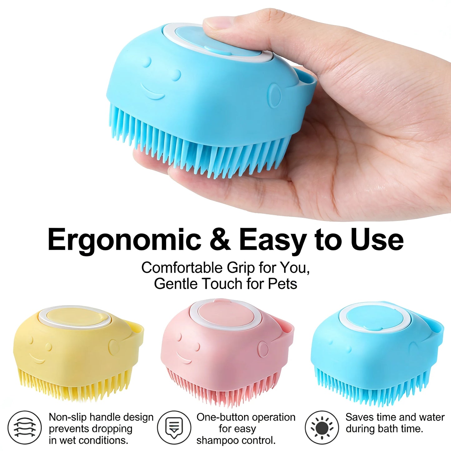 2-in-1 Pet Bath & Massage Brush – Silicone Shampoo Dispenser for Dogs & Cats
