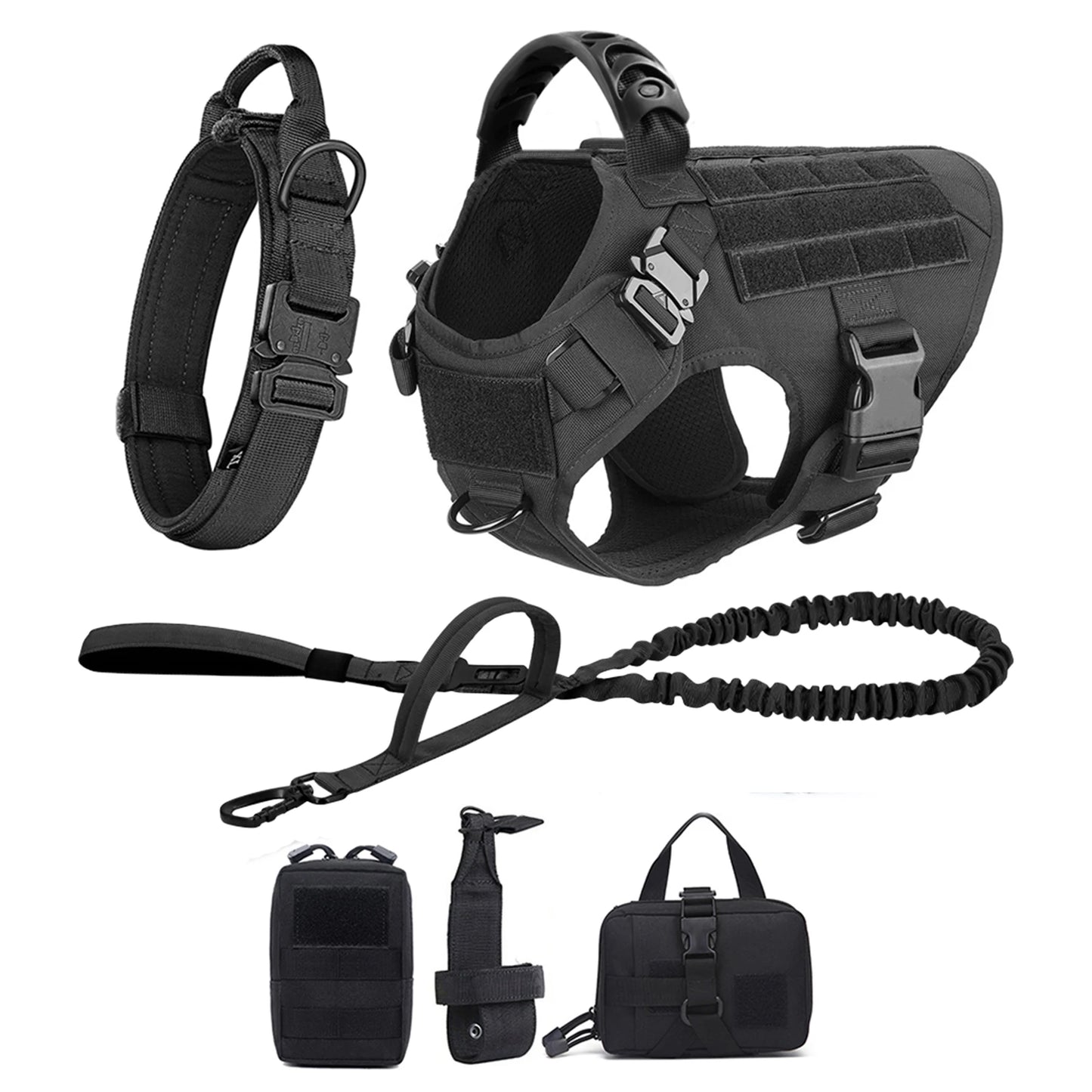 Tactical Dog Harness & Leash Set – Adjustable Training Vest for Medium & Large Dogs