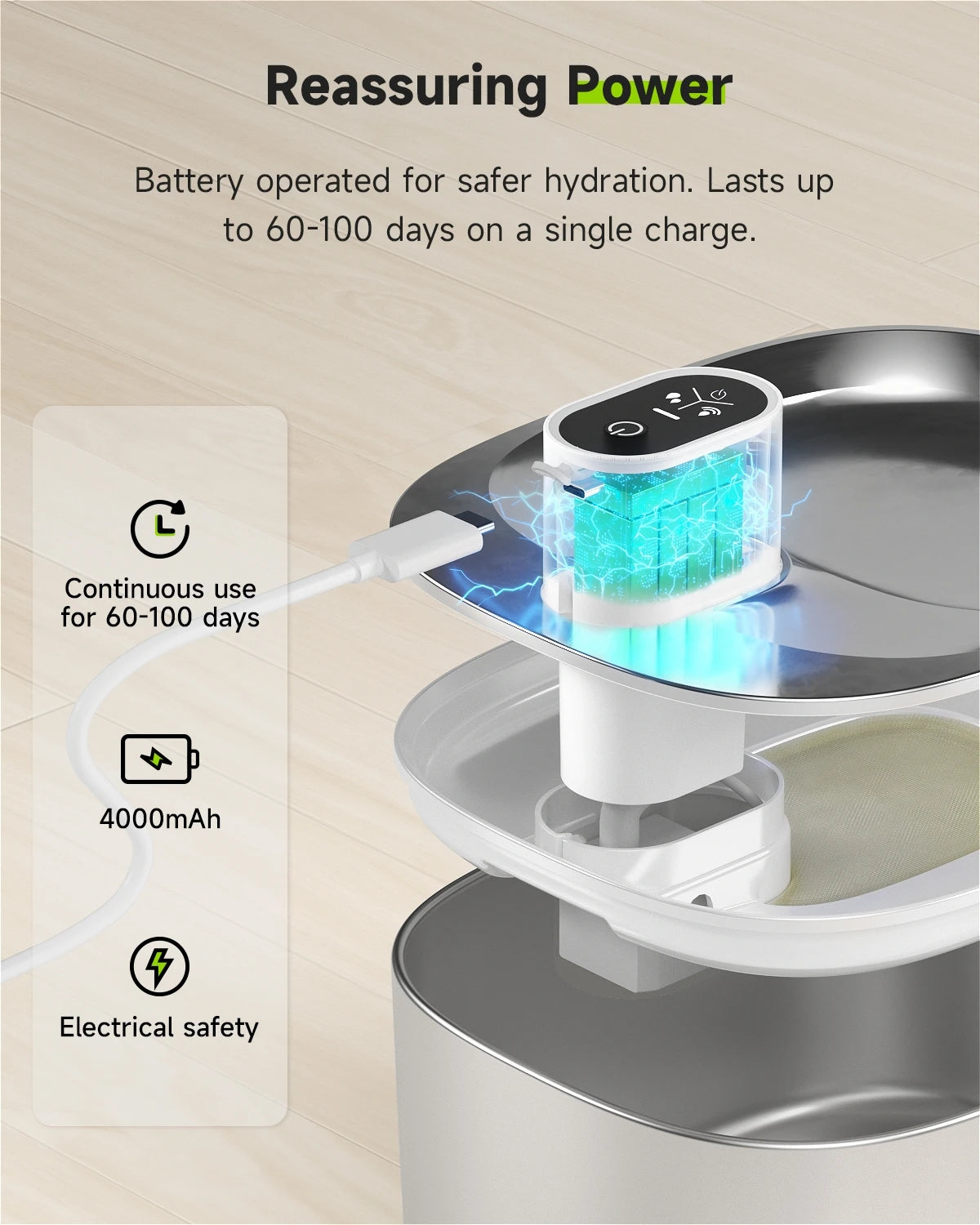 APETDOLA 4L Wireless Pet Water Fountain – Automatic Sensor Drinking Dispenser for Cats & Dogs
