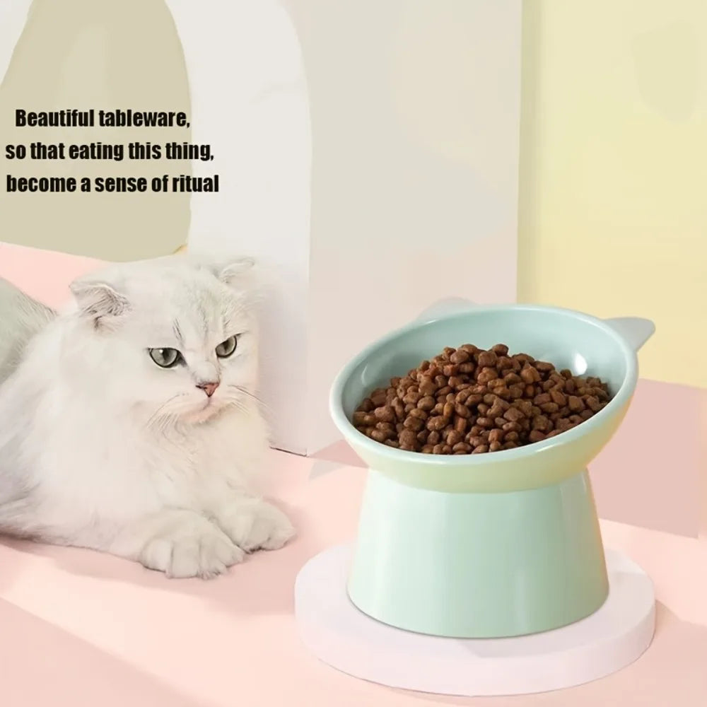 Elevated Cat Bowl Set – Raised Anti-Slip Feeder with Cat-Ear Design for Indoor Cats