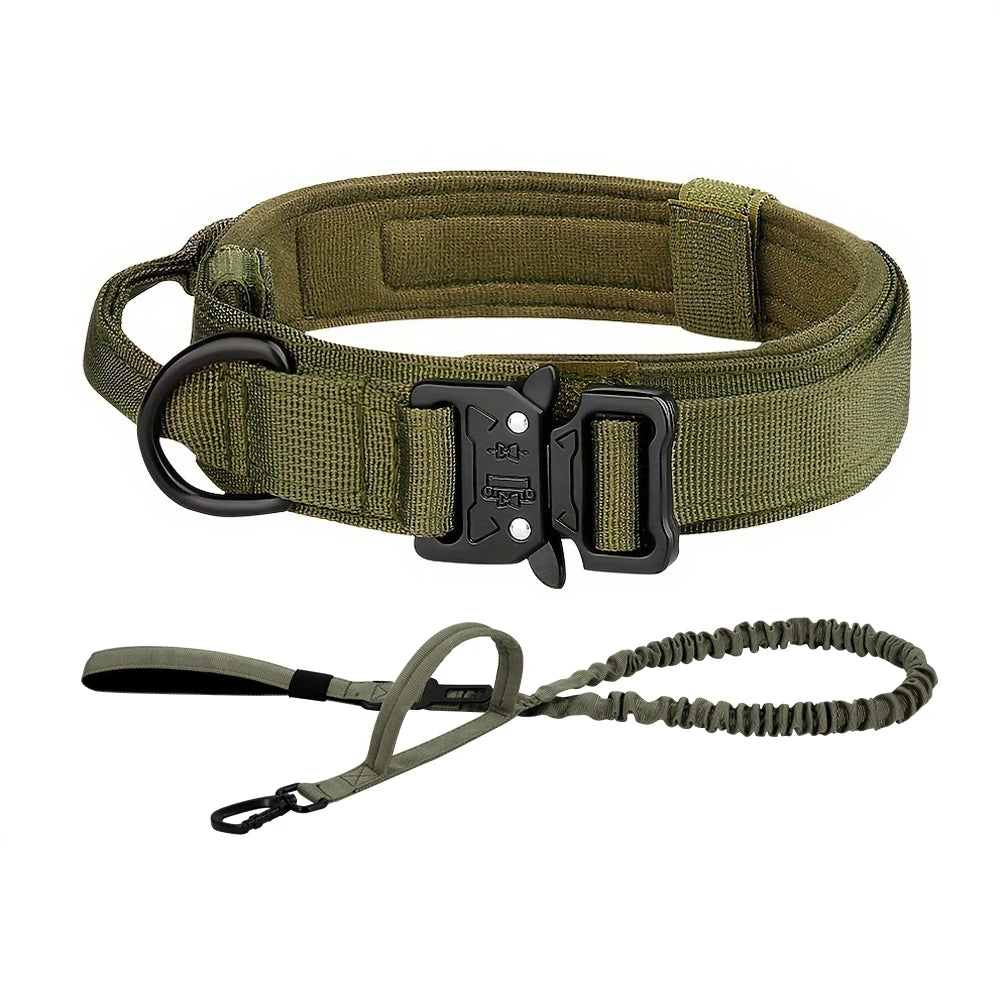 Tactical Dog Collar & Leash Set – Adjustable Training Collar with Control Handle