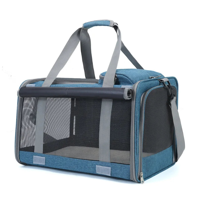Expandable Pet Travel Carrier Bag with Breathable Transparent Design