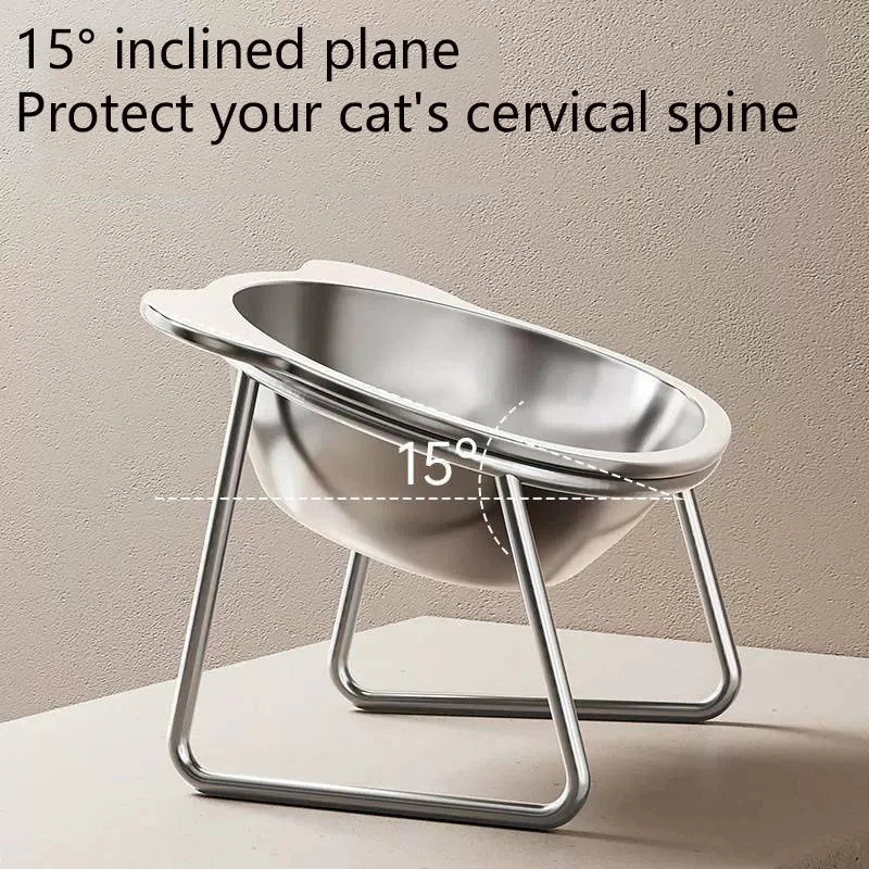 Tilted Stainless Steel Cat Bowl – Metal Stand Feeder for Food & Water (Cats & Kittens)