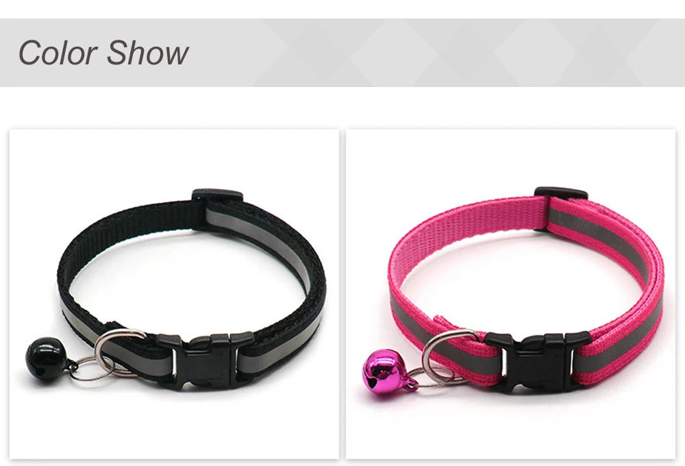 Reflective Pet Collar Set – Adjustable Collars with Bells for Cats & Small Dogs (2-Pack)