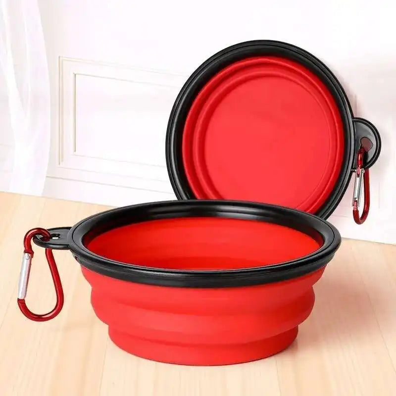 2-in-1 Collapsible Dog Travel Bowl – Double Folding Food & Water Bowl Portable Outdoor Feeder
