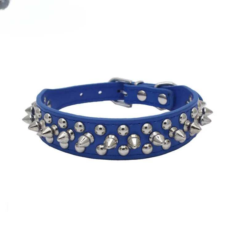 PU Leather Dog Collar Adjustable Spiked Rivet Punk Pet Collar Small Dog Cat