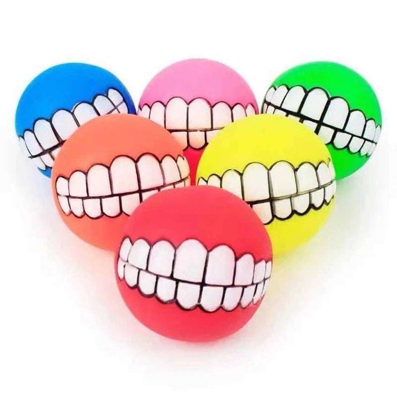 Rubber Dog Chew Toy – Squeaky Bite-Resistant Cleaning Ball for Small Dogs & Puppies