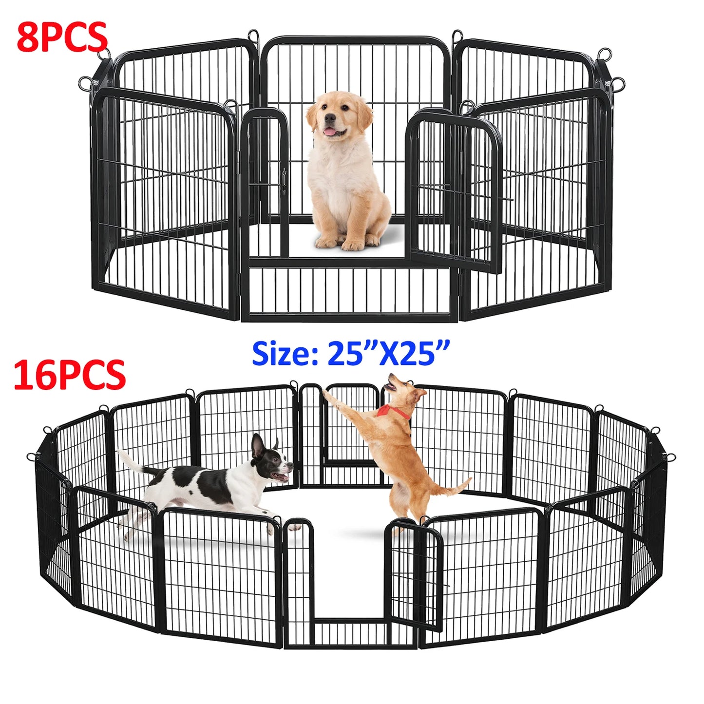Foldable Metal Dog Playpen with Door – Indoor & Outdoor Puppy Fence