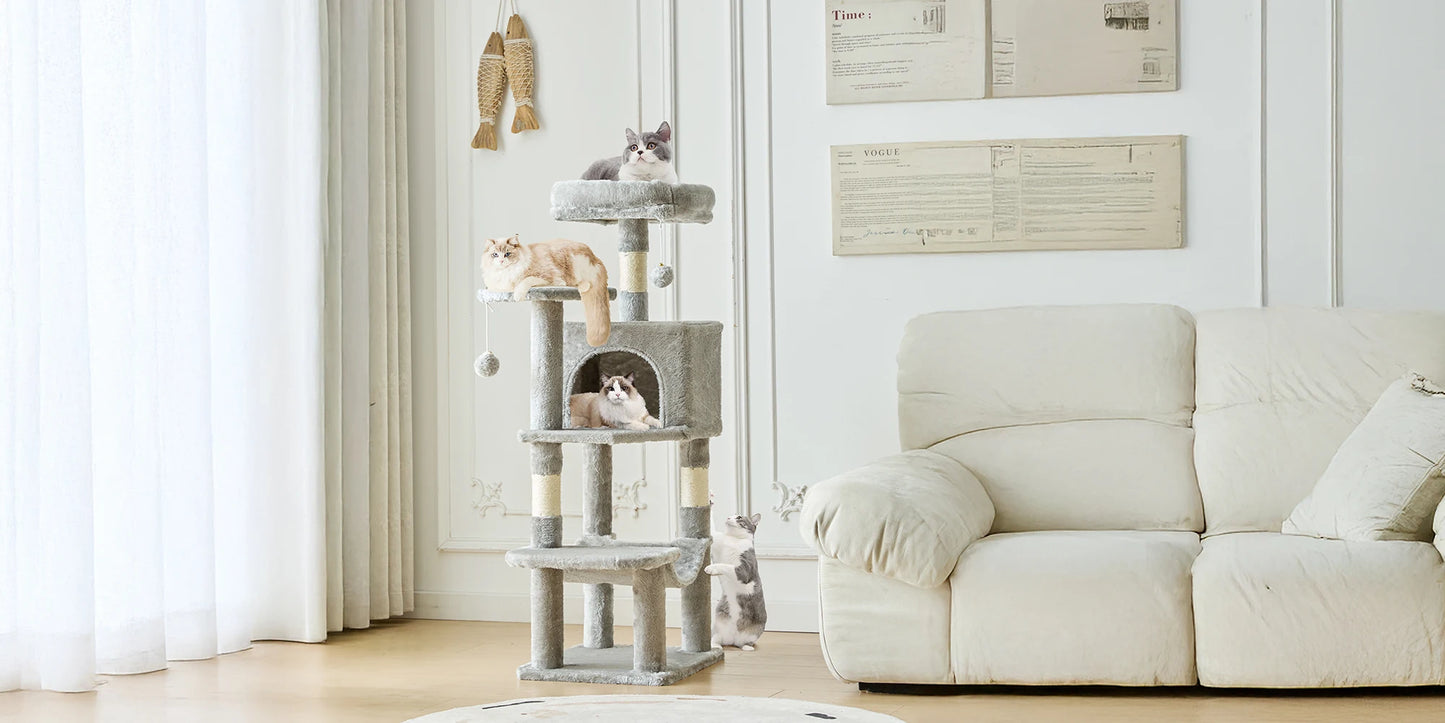 JHK 44in Cat Tree Tower for Multiple Cats with Sisal Scratching Posts
