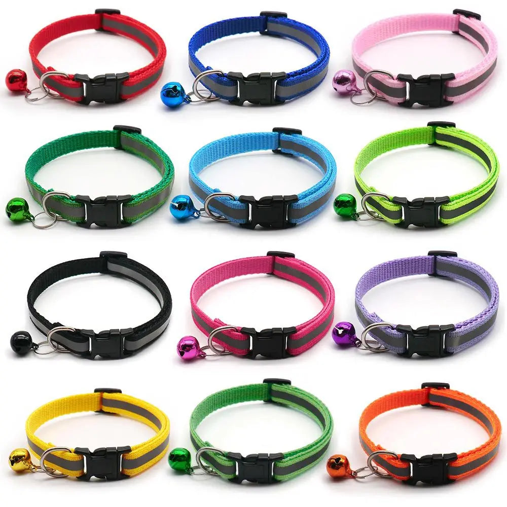 Reflective Pet Collar Set – Adjustable Collars with Bells for Cats & Small Dogs (2-Pack)