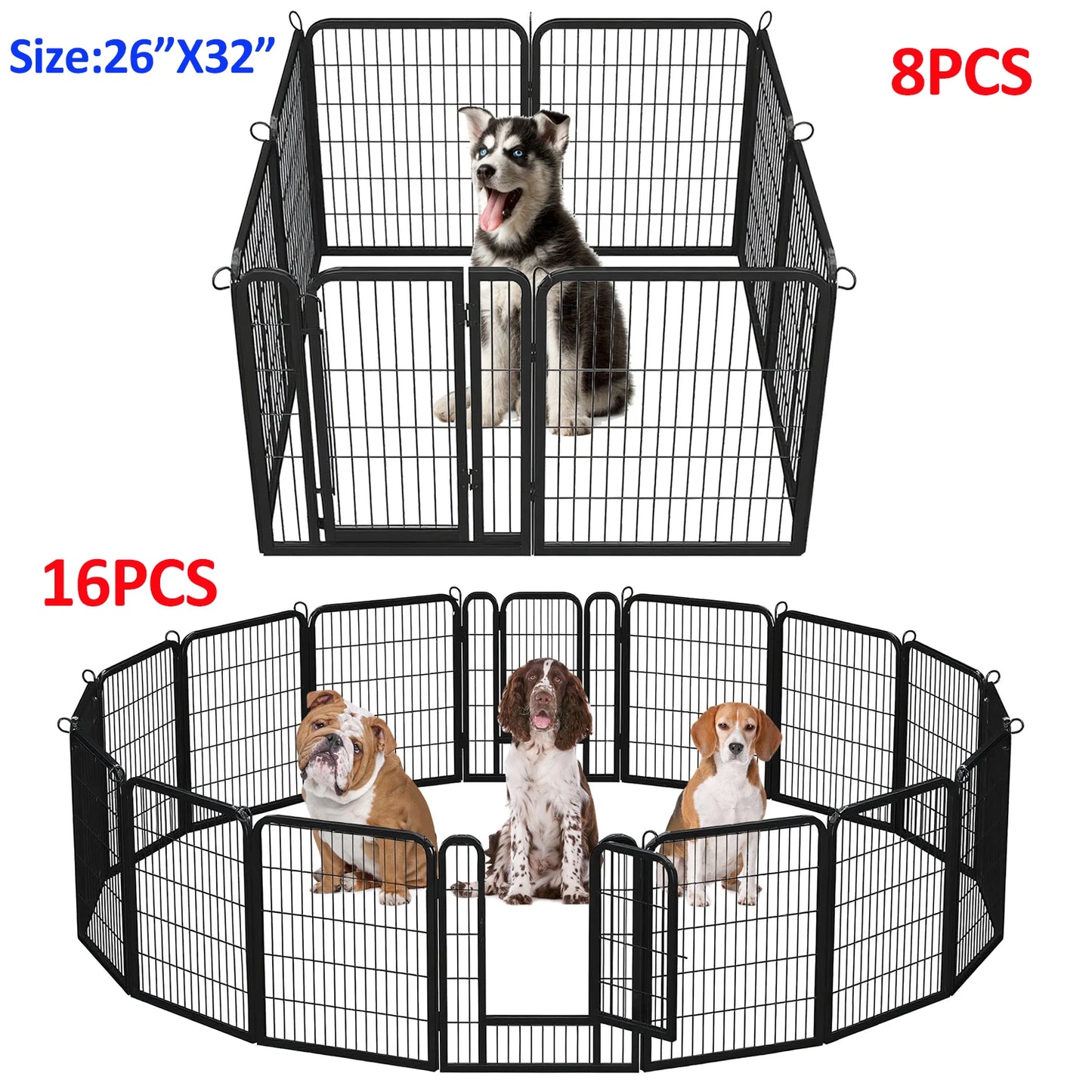 Foldable Metal Dog Playpen with Door – Indoor & Outdoor Puppy Fence