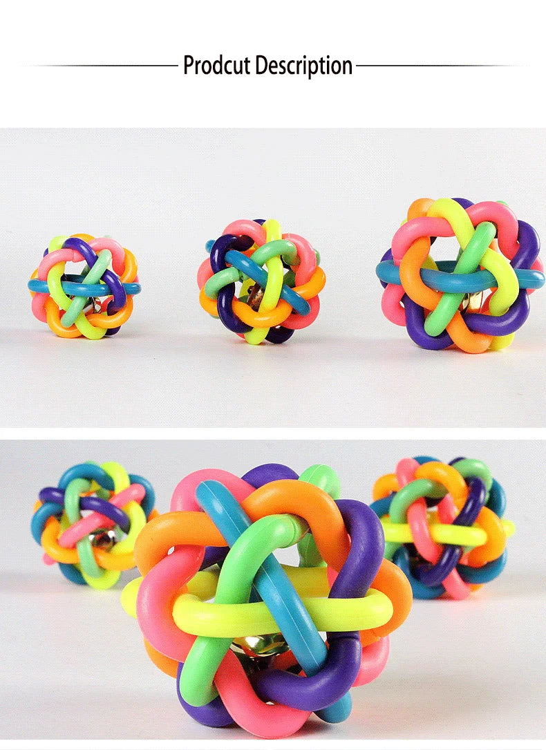 Colorful Bell Dog Ball – Bite-Resistant Rubber Fetch & Chew Toy