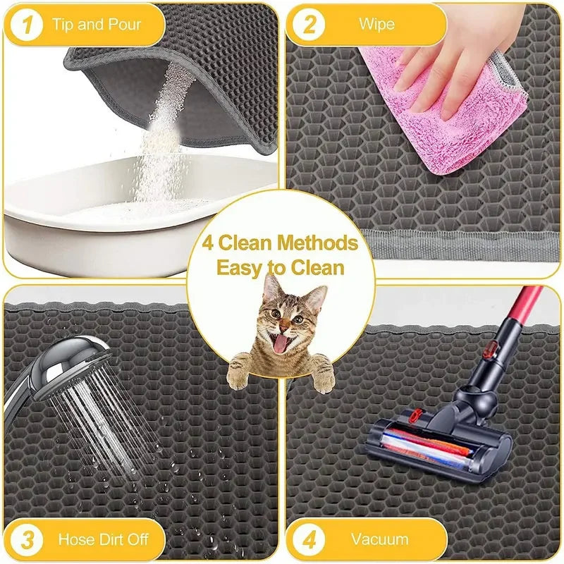 Non-Slip Double Layer Cat Litter Mat – Waterproof & Large