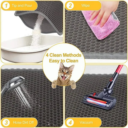 Non-Slip Double Layer Cat Litter Mat – Waterproof & Large