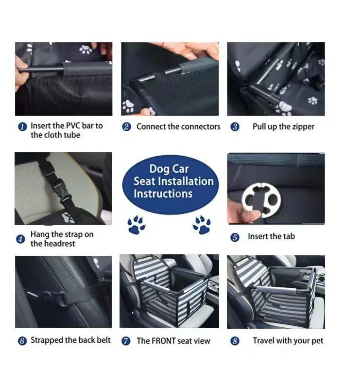 Waterproof Dog Car Seat Cover – Travel Hammock Carrier for Small & Medium Dogs