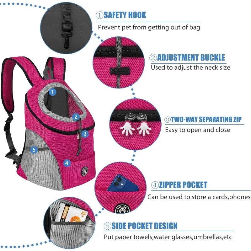 Portable Pet Carrier Backpack – Breathable Front Travel Bag for Dogs & Cats