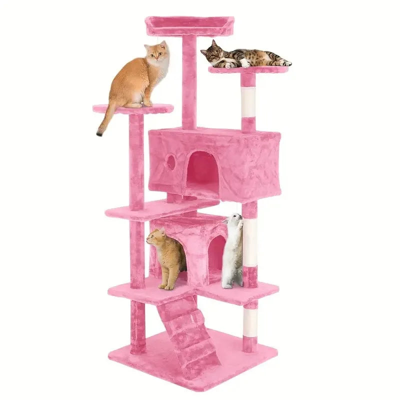 54/70” Cat Tree Tower Condo with Sisal Scratching Posts & Hanging Toy Ball