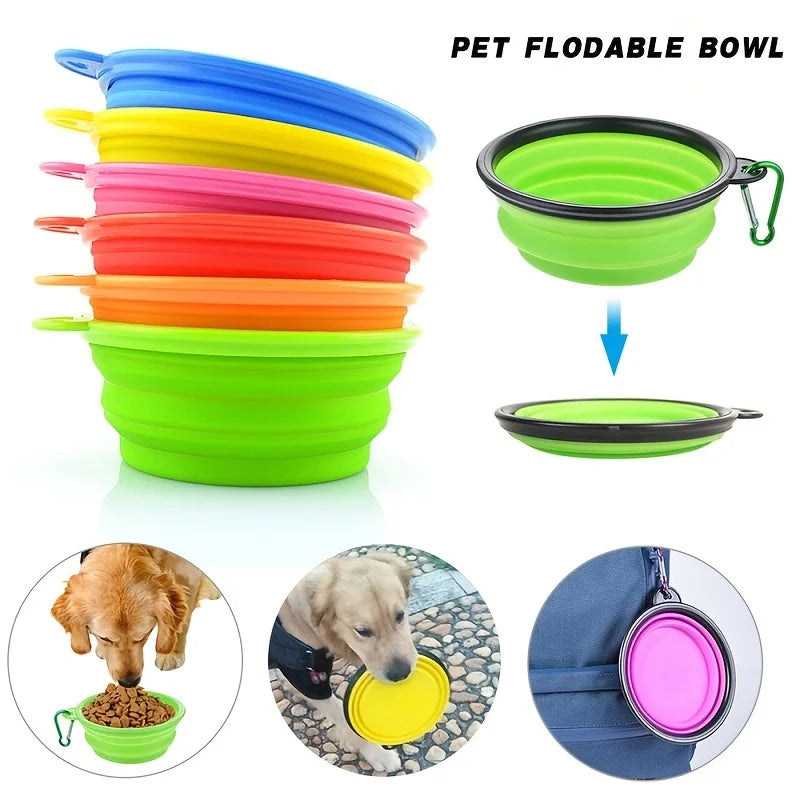 Portable Pet Food Bowl – Collapsible TPR Silicone Travel Bowl for Dogs & Cats