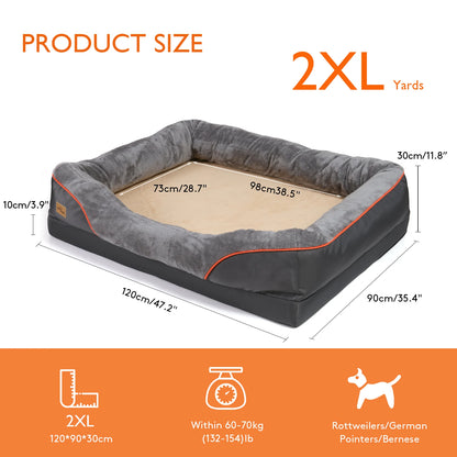 Orthopedic Dog Bed with Bolster – Soft Foam Pet Bed with Washable Cover (L–3XL)