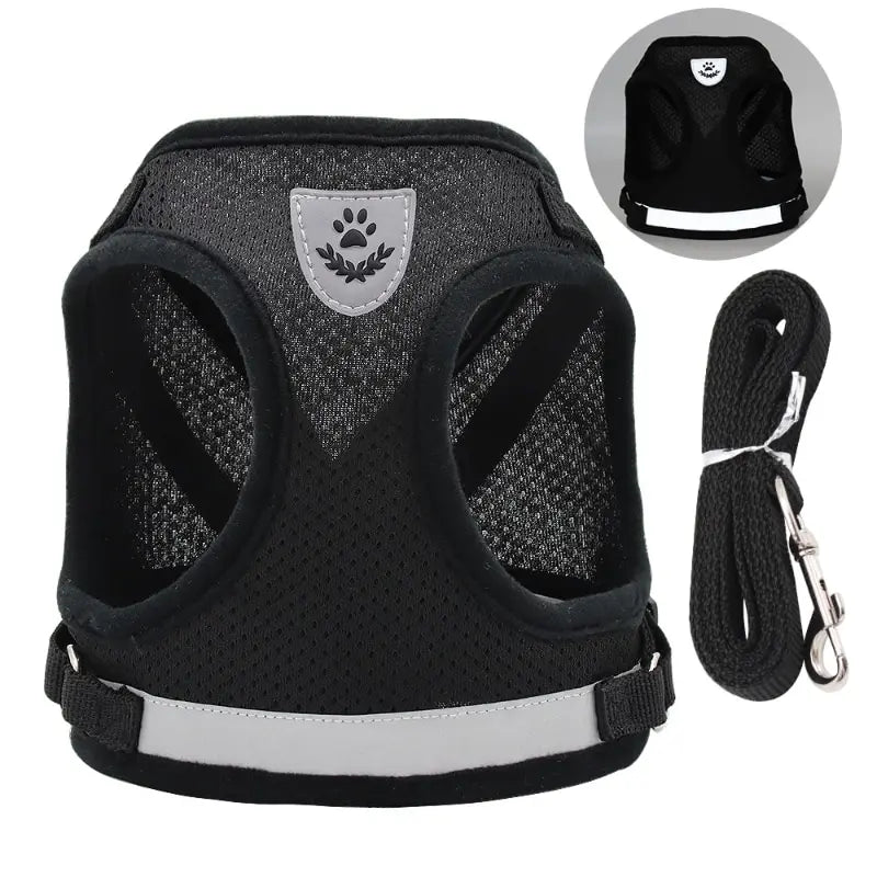 Reflective Dog Harness & Leash Set – Breathable Adjustable Vest for Easy Control