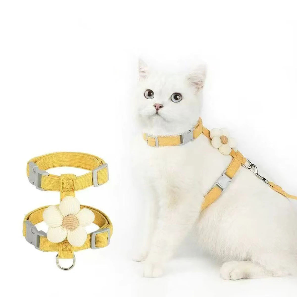 Adjustable Pet Harness & Leash Set – Breathable Walking Vest for Cats & Small Dogs