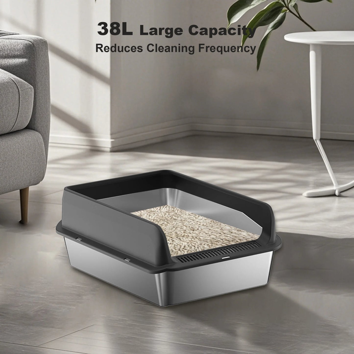Stainless Steel Cat Litter Box with Lid – High Sided, Leakproof