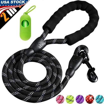5FT Reflective Dog Leash – Strong Nylon Rope with Soft Grip