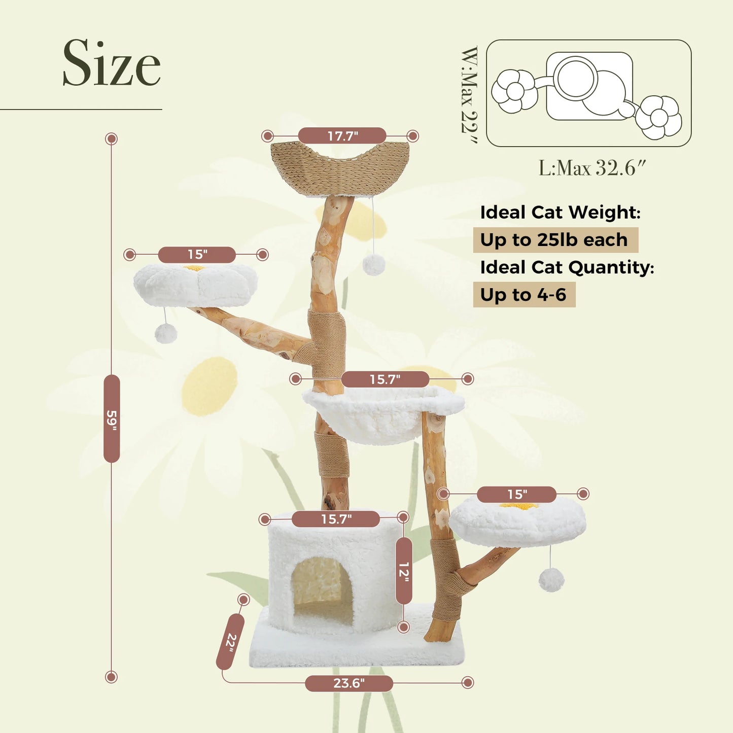 Modern Solid Wood Cat Tree – Spacious Tower with Condo, Perches & Interactive Toys